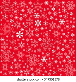 Winter snowflakes red background