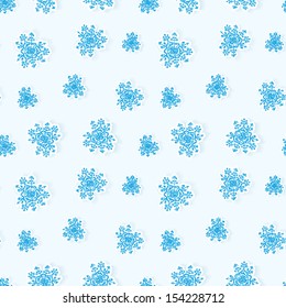 Winter snowflakes seamless background cut paper with shadows