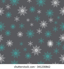 Winter snowflakes seamless background pattern. Vector illustration