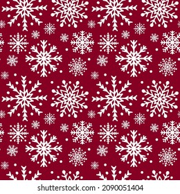 Winterschneeflocken nahtloses Muster. Weihnachten, Vektorhintergrund. Einfache Bearbeitung von Vorlagen für Bildschirmhintergründe, Verpackungspapier, Gewebe usw.
