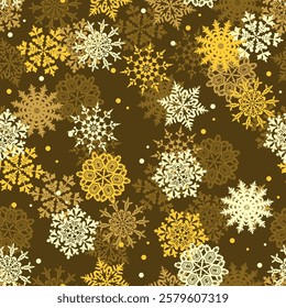Winter Snowflakes Seamless Pattern. Christmas hand drawn snow print. New year texture for print, wrapping paper, design, fabric, decor, gift, backgrounds. Vector illustration.
