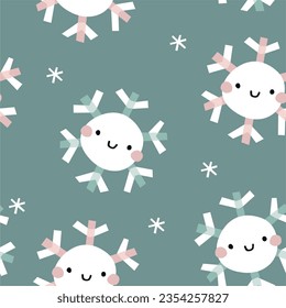 Winter snowflakes seamless pattern. Cute repeat design.