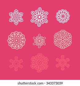Winter snowflakes vector background. Christmas design.