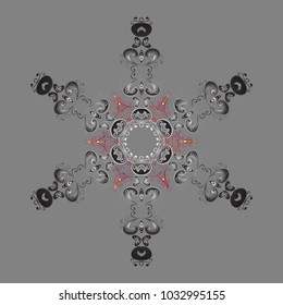 Winter snowflakes, vector background. Repeated texture for surface, wrapping paper, Snowflake on gray, pink and neutral colors.