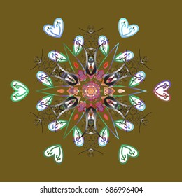 Winter snowflakes, vector background. Repeated texture for surface, wrapping paper, Snowflake on colorful background.