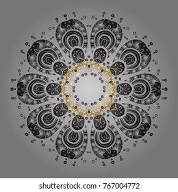 Winter snowflakes, vector background. Repeated texture for surface, wrapping paper, Snowflake on gray, brown and beige colors.
