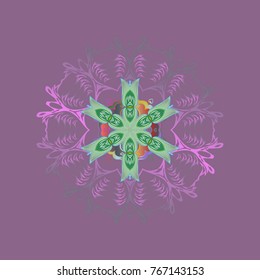 Winter snowflakes, vector background. Repeated texture for surface, wrapping paper, Snowflake on purple, neutral and violet colors.