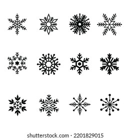 winter snowflakes vector design illustration.  silhouette on white background. New year ornament.
