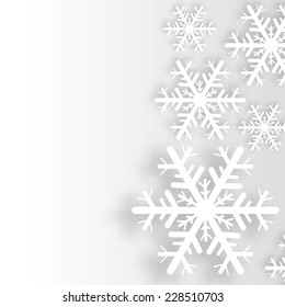 Winter snowflakes. Vector illustration on light grey background