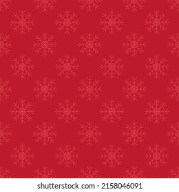 Winter snowflakes vector seamless pattern in red color. Subtle New Year illustration