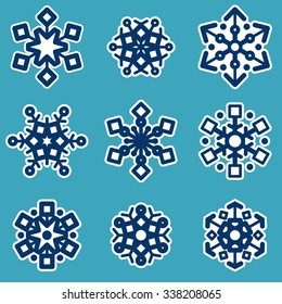 Winter snowflakes vector set. Christmas design for web and print.