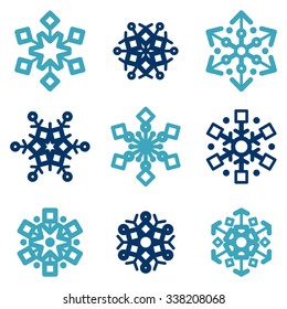 Winter snowflakes vector set. Christmas design for web and print.
