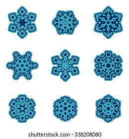 Winter snowflakes vector set. Christmas design for web and print.