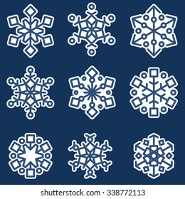 Winter snowflakes vector set. Christmas design for web and print.