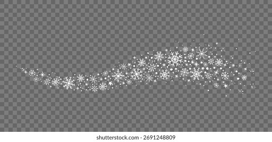 Los copos de nieve del invierno agitan la frontera del viento del remolino del invierno con las estrellas, los copos de nieve, la llamarada y el brillo