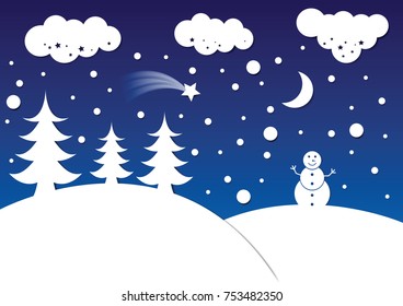 Winter snowing scene.