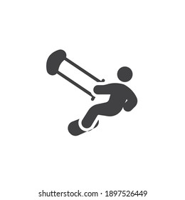 Icono vectorial de Snowkiting de invierno. signo plano relleno para concepto móvil y diseño web. Icono de glifo de snowboard de invierno. Símbolo, ilustración del logotipo. Gráficos vectoriales