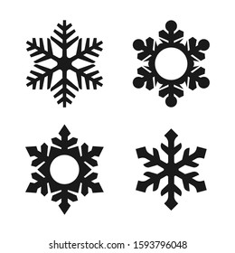 Winter snowlake set. Isolated vector illustration. Black silhouette art. Geometric shapes.