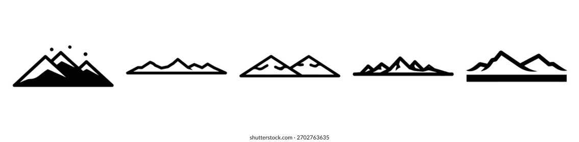 design de vetor de linha de neve de inverno com silhueta preta e fundo branco