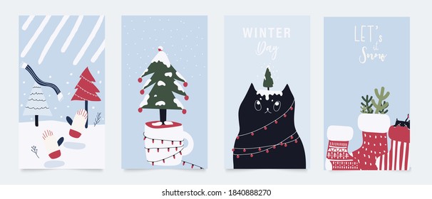 Winter Snowman background vector.  New year and Christmas vector illustrations design for social media post and stories, Cover, wallpaper, wall arts, Winter design for advertising and banners.