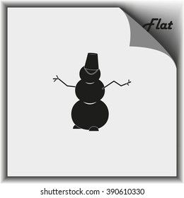 Winter snowman with bucket.