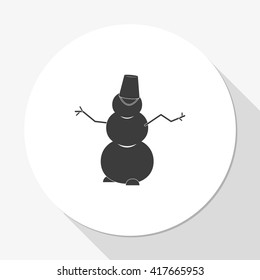 Winter snowman with bucket.