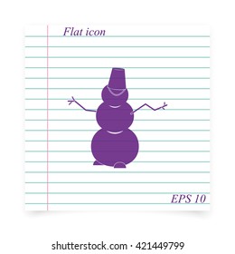 Winter snowman with bucket.