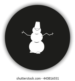 Winter snowman with bucket.