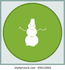 Winter snowman with bucket.