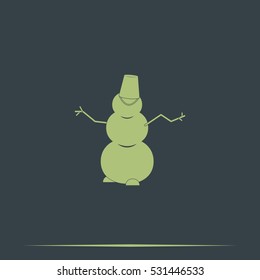 Winter snowman with bucket.