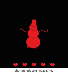 Winter snowman with bucket.