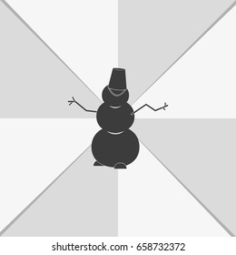 Winter snowman with bucket.