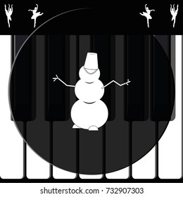 Winter snowman with bucket.