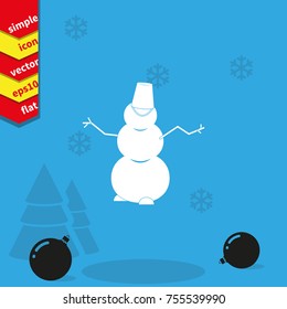 Winter snowman with bucket.