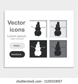 Winter snowman with bucket placed on web page template flat vector icon.
