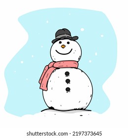 Winter snowman Christmas cartoon illustration