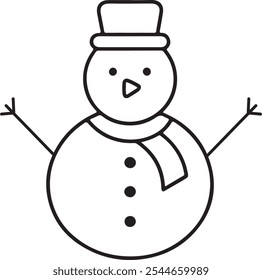 winter snowman Christmas character icon Xmas Snowman vector silhouette