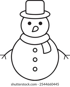 winter snowman Christmas character icon Xmas Snowman vector silhouette