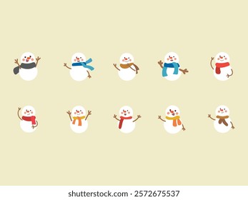 Winter Snowman Illustration Element Set