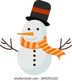 Winter snowman, illustration, vector on a white background.