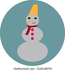 Hombre de nieve de invierno, ilustración, vector sobre un fondo blanco.