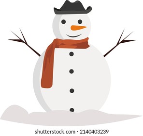 Hombre de nieve de invierno, ilustración, vector sobre un fondo blanco.