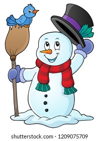 Winter snowman subject image 1 - eps10 vector illustration.