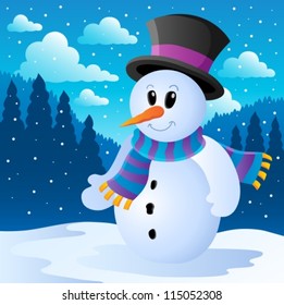 Winter snowman theme image 2 - vector illustration.