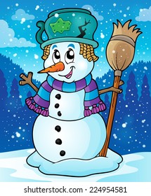 Winter Snowman Thema Bild 7 - eps10 Vektorgrafik.