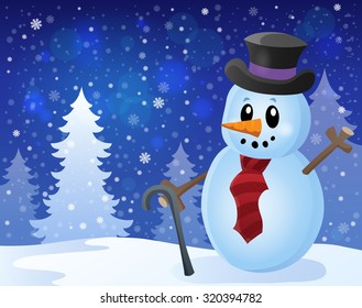 Ilustración vectorial del tema del snowman invierno 8 - eps10.