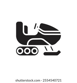 Winter Snowmobile Filled Icon Vector Illustration