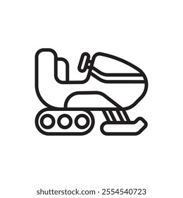 Winter Snowmobile Outline Icon Vector Illustration