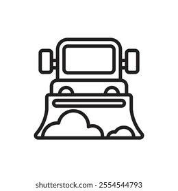 Winter Snowplow Outline Icon Vector Illustration