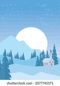 paisaje de nieve de invierno con casa